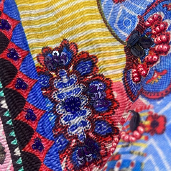 Anthropologie Nyza Beaded Multi Color Blouse By Bhanuni by Jyoti FREE SHIPPING - Picture 9 of 12